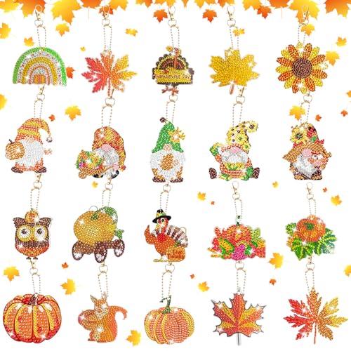 20 Stück Diamond Painting Herbst Schlüsselanhänger Für Erwachsene Kinder Herbst Deko Kürbis Wichtel Doppelseitige Diamond Painting Anhänger Set Herbstdeko Bastelset Halloween Diamant Crystal Art (A) 20 Stück Diamond Painting Herbst Schlüsselanhänger Für Erwachsene Kinder Herbst Deko Kürbis Wichtel Doppelseitige Diamond Painting Anhänger Set Herbstdeko Bastelset Halloween Diamant Crystal Art (A) von FONDUO