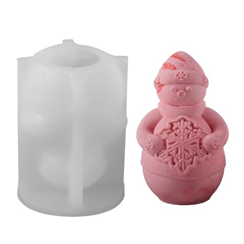 3D Schneemann Silikonformen DIY Silikon Gießformen Kerzenhalter Gießformen Silikon Giessformen Handgemachtes Silikonform Kerzen Gießform Silicone Mold für Backen Aromatherapie Seife Basteln (1 Stück) von FONDUO