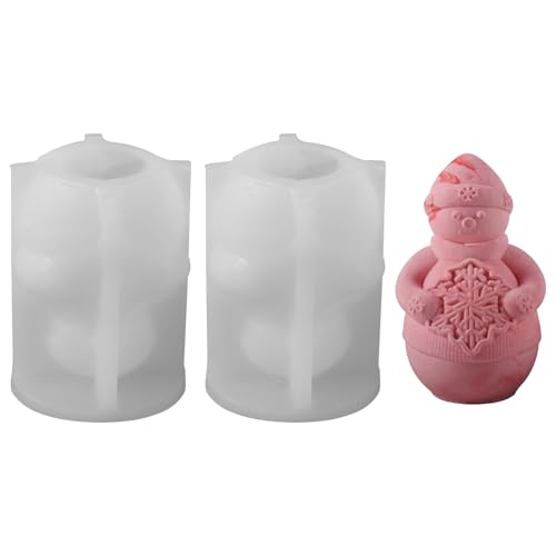 3D Schneemann Silikonformen DIY Silikon Gießformen Kerzenhalter Gießformen Silikon Giessformen Handgemachtes Silikonform Kerzen Gießform Silicone Mold für Backen Aromatherapie Seife Basteln (2 Stück) von FONDUO