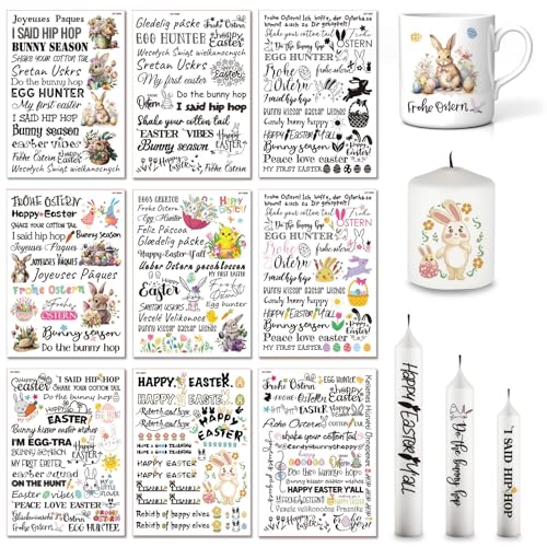 9 PCS Kerzentattoos Wassertransferdruck Ostern, Wasserschiebefolie Kerzen Tattoo, Kerzen Aufkleber Ostern, Deko Ostern Kerzensticker, Osteraufkleber für Kerzen Tassen Geburtstag Geschenke (B) von FONDUO