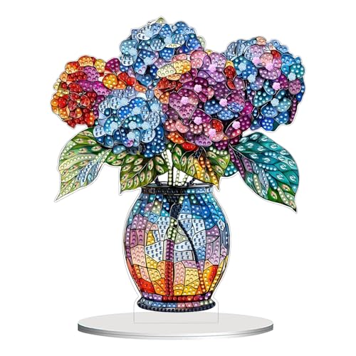 Diamond Painting Blumen Frühling Deko Doppelseitig Diamond Painting Tischdeko 5D Diamond Painting Vase Bastelset DIY Diamant Painting Ornamente für Desktop Innendekoration Frühlingsdeko Geschenk von FONDUO