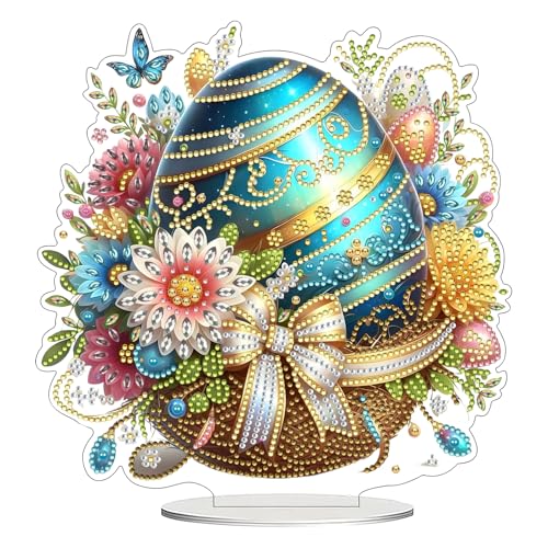 FONDUO 5D Diamond Painting Osterei Set für Ostern Deko, Doppelseitiger Diamant Painting mit Zubehör, DIY Bastelset Ornaments für Tisch Deko, Diamond Painting Osterei für Kinder Erwachsen Geschenk (A) von FONDUO