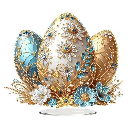 FONDUO Diamond Painting Osterei, Ostern Deko Doppelseitiger Diamond Painting Bastelset, Tischdeko Diamant Painting Ostern, DIY Osterei Diamond Painting Ornament für Festival Party Heimdekoration (B) von FONDUO