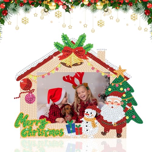 FONDUO Weihnachts DIY Diamond Painting Fotorahmen Deko, Weihnachtsdeko Bilderrahmen,Diamant Photo Frame Ornamente, Fotorahmen Tischdekoration für Weihnachten Geschenke (D) von FONDUO