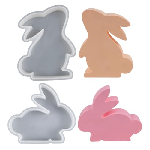 Kaninchen Silikonformen Gießformen Kerzenhalter, 2 Stück Osterhase Silikonform, Silikon Giessformen Hase, Ostern Silikon Gießform, DIY Silicone Mold für Kerzen Seife Basteln Ostergeschenke von FONDUO