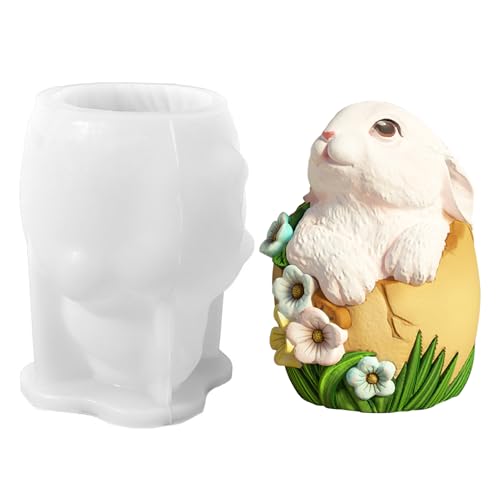 Kerzenformen zum Gießen Ostern, Silikonformen Kerzen Gießformen Osterhase, Ostern Silikonform Giessformen, Silikon Gießformen, Kerzen Formen Silikon für Aromatherapie Gips Kerzen Frühling Deko (A) von FONDUO