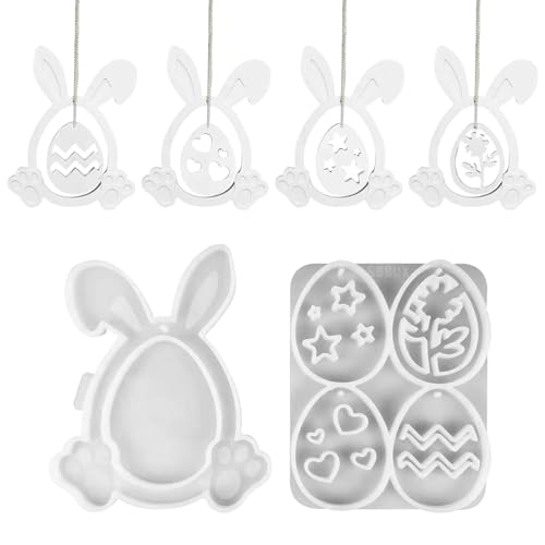 Ostern Hase Silikonformen, Hasenform Silikon Gießformen, Osterhase Gips Gießformen, Kaninchen Silikonform, Silikon Gießform für Backen Seife Basteln (A) von FONDUO