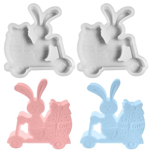 Ostern Silikonformen Gießformen Hase, Hasenform Silikonform, Silikon Giessformen Osterhase, Ostern Kerze Silikon Gießform, DIY Silicone Mold für Kerzen Seife Gips Basteln (Kaninchen Bx2) von FONDUO