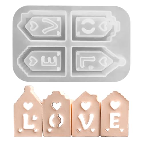 Silikonformen Gießformen Häuser, Gießform Silikon Haus Mini, Gipsformen zum Gießen mit Brief-LOVE, Gießformen Silikon, Resin Gießharz, Silicone Mold (A) von FONDUO