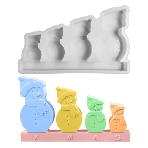 Silikonformen Gießformen Schneemann, Weihnachten Silikonform, Silikon Giessformen, Mini Silikon Gießform, Silicone Mold Deko, Weihnachtsschneemann Gießform für Backen Seife Basteln (Schneemann A) von FONDUO