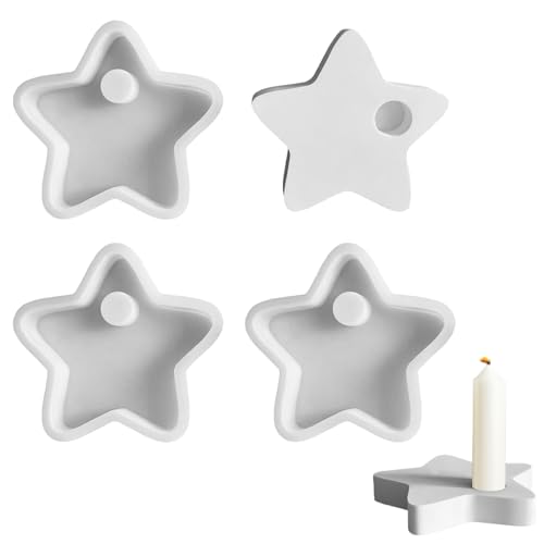 Silikonformen Gießformen Stern, 3 Stück Silikonform Weihnachten Kerzenhalter, Silikon Gießform Kerzenform, Silicone Mold Stern für Kerzen Backen Aromatherapie Seife Basteln (D) von FONDUO