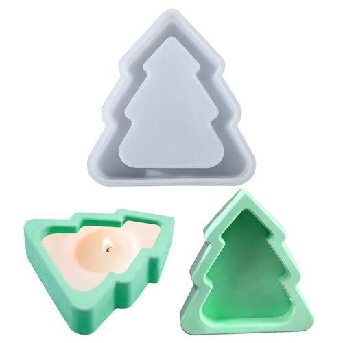 Silikonformen Gießformen Weihnachten Baum, Mini Silikonform Weihnachtsbaum, Kerzenhalter Gießform, Silikon Giessformen, Silicone Mold für Backen Seife Basteln Weihnachtsdekoration (H) von FONDUO