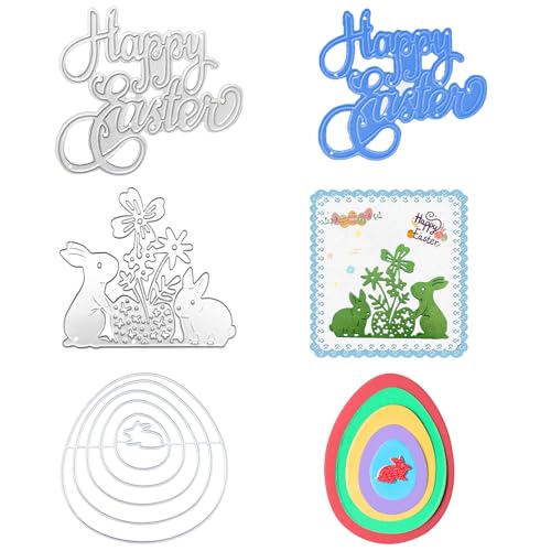 Stanzschablonen Ostern Hase, Stanzmaschine stanzschablone Ostern Scrapbooking Prägeschablonen Frühlingsdeko Prägeschablonen Stanzformen Schablonen Für DIY Ostern Karten Handwerk Geschenk (A+B+C) von FONDUO