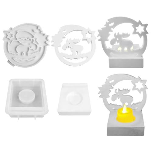 Stern Silikonformen Gießformen Kerzenhalter, Weihnachten Silikonform, Silikon Giessformen Stern, Weihnachtsdeko Silikon Gießform, DIY Silicone Mold für Kerzen Seife Basteln (Rentier B) von FONDUO