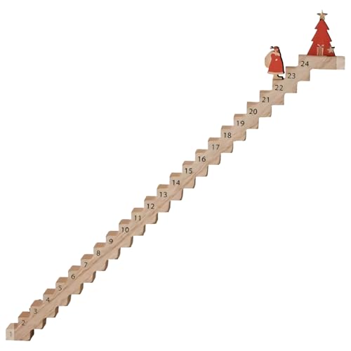 Weihnachtsferien Countdown Kalender Deko, Santa Climbing Staircase Weihnachts Kalender, Holz Adventskalender 2024 Geschenk für Geburtstage Party Home Office Table Top Weihnachtsdeko von FONDUO