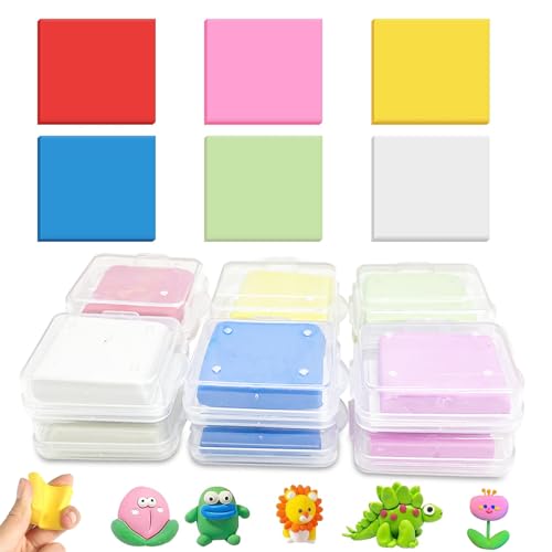 FONWUJIOT 12 Stück Knetradiergummi, 4 x 3,6 cm Radiergummi Knete, Knetradiergummi Künstler mit Kunststoffgehäuse, Knetradiergummi Set für Bunte Zeichnung Malerei Schulbedarf von FONWUJIOT