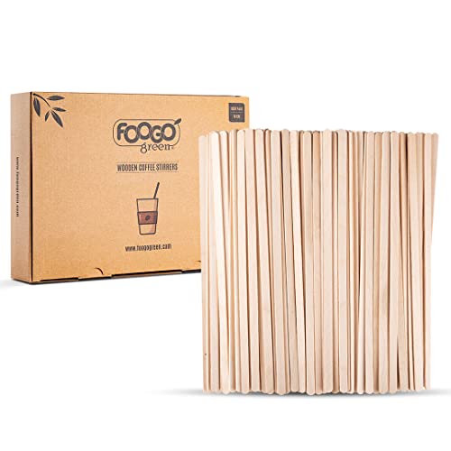 FOOGO Green 1000 Stück Holzrührstäbchen, 19 cm / 7,5 Zoll, Holz Cocktailrührstäbchen für Bastelarbeiten, Heißgetränke, umweltfreundlich und stabil von FOOGO Green