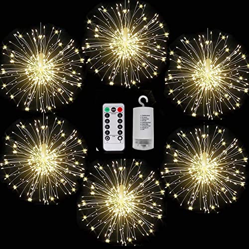 FOOING Feuerwerk Lichterkette 120LED,Feuerwerk Lichterketten Licht Weihnachtslicht mit Fernbedienung 6 Stück Batteriebetrieben Außen Innen,Weihnachten weihnachtsbeleuchtung deko von FOOING