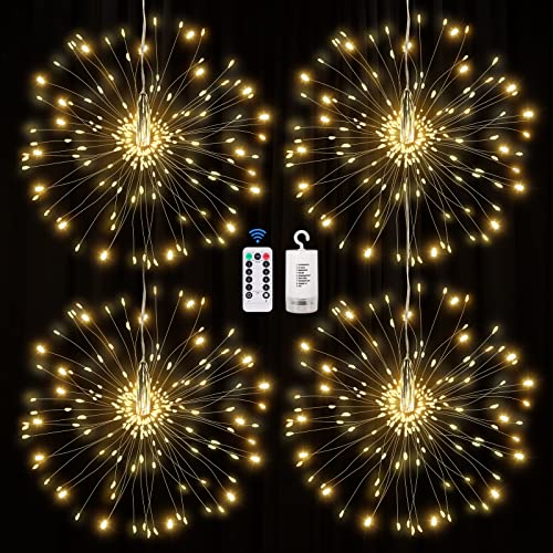 FOOING Feuerwerk Lichterkette 200LED,Feuerwerk Lichterketten Licht Weihnachtslicht mit Fernbedienung 4 Stück Batteriebetrieben Außen Innen,Weihnachten weihnachtsbeleuchtung deko von FOOING