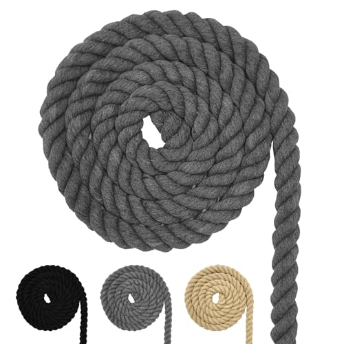 Baumwollkordel, Grau Makramee-Garnseil, viele Größen Baumwollseil für DIY-Bastelarbeiten, Geschenke (Grau, 20mm(5M)) von FORBELL