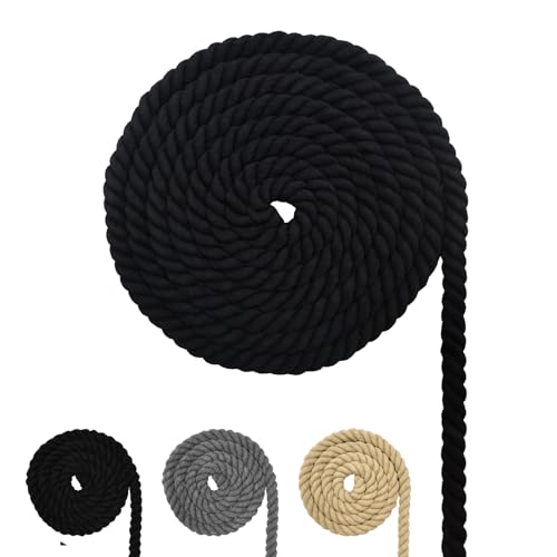 Baumwollkordel, Makramee-Garnseil, Verschiedene Größen Baumwollseil für DIY-Bastelarbeiten, Geschenke (Schwarz, 8mm(20M)) von FORBELL