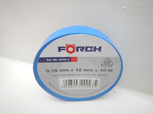 FORCH 12mm ISOLIERBAND PVC KLEBEBAND ISOBAND ELEKTRO ELEKTRIKER KFZ LITZE 10m (Blau) von FORCH