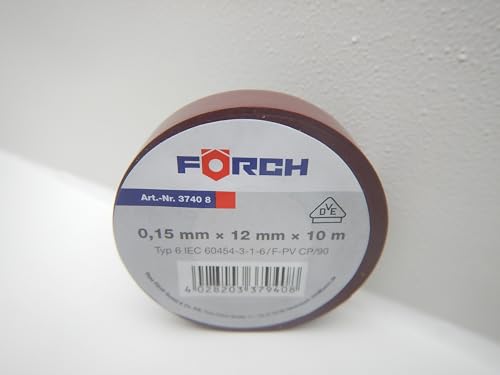 FORCH 12mm ISOLIERBAND PVC KLEBEBAND ISOBAND ELEKTRO ELEKTRIKER KFZ LITZE 10m (Braun) von FORCH