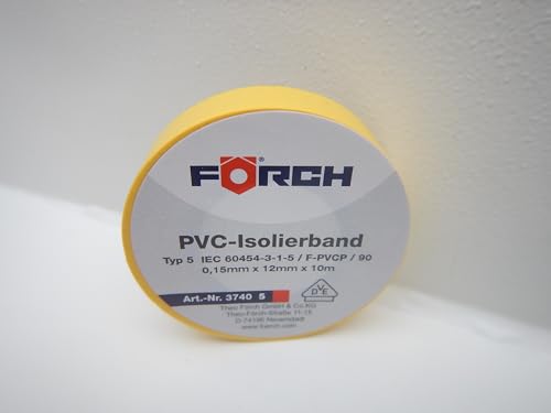 FORCH 12mm ISOLIERBAND PVC KLEBEBAND ISOBAND ELEKTRO ELEKTRIKER KFZ LITZE 10m (Gelb) von FORCH