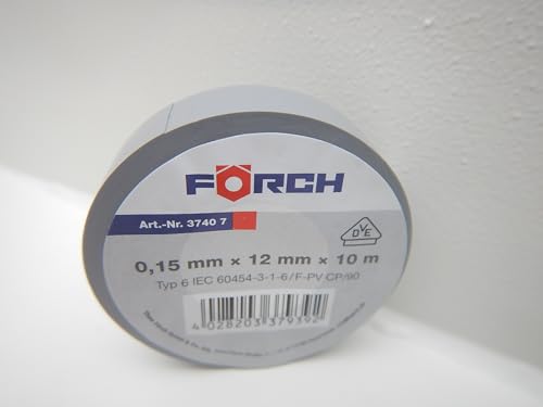 FORCH 12mm ISOLIERBAND PVC KLEBEBAND ISOBAND ELEKTRO ELEKTRIKER KFZ LITZE 10m (Grau) von FORCH