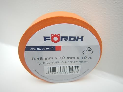 FORCH 12mm ISOLIERBAND PVC KLEBEBAND ISOBAND ELEKTRO ELEKTRIKER KFZ LITZE 10m (Orange) von FORCH