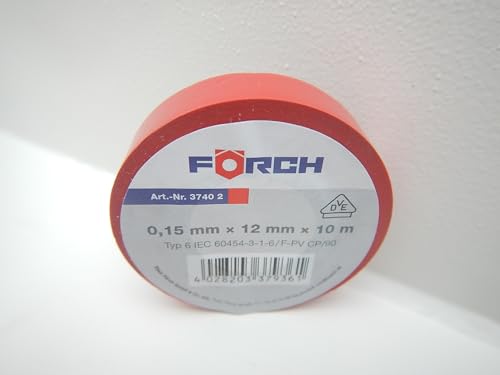 FORCH 12mm ISOLIERBAND PVC KLEBEBAND ISOBAND ELEKTRO ELEKTRIKER KFZ LITZE 10m (Rot) von FORCH