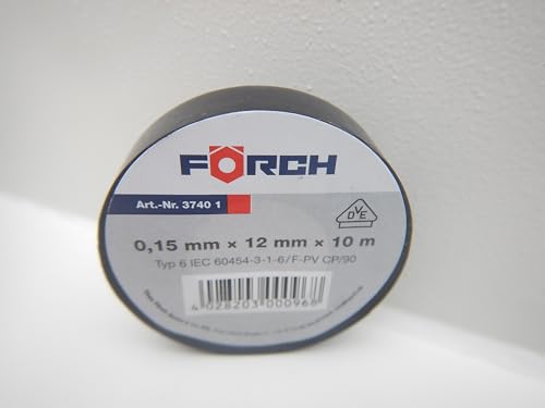 FORCH 12mm ISOLIERBAND PVC KLEBEBAND ISOBAND ELEKTRO ELEKTRIKER KFZ LITZE 10m (Schwarz) von FORCH