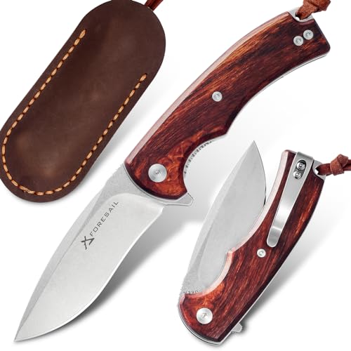 FORESAIL Flipper Klappbares Taschenmesser M390 Stahlklinge und Desert Ironwood Griff,60-62HRC Klinge,Klappmesser.Taktische Messer,EDC Messer Outdoor Camping Messer von FORESAIL