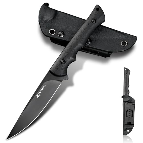 FORESAIL Outdoor Messer klein DC53 Stahl Full Tang Survival Messer mit Kydex Scheide, 21.4 cm Gürtelmesser Feststehende Klinge mit G10-Griff, ideal für EDC, Wandern. (Schwarze PVD-Klinge) von FORESAIL