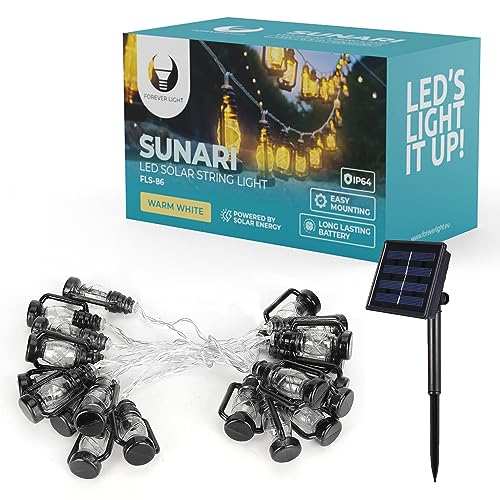 Forever Light Solarbetriebene 30 LED-Laterne SUNARI FLS-86, 600mAh Li-Ion, 6,5Meter Solar Lichterkette Außen, Wasserdicht,Solarbetriebene Lichterkette Weihnachtsdekoration Dekoration Halloween von FOREVER