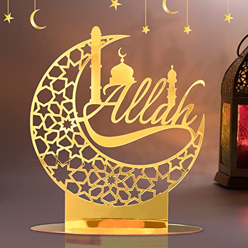 FORMIZON EID Mubarak Dekor, Gold Acryl Tischdeko Mond Ramadan, Mondstern Ramadan Dekoration Eid Mubarak Islamischer Muslimischer, Muslimisches Festival Islamisches Dekor für Home Party Supplies (2) von FORMIZON