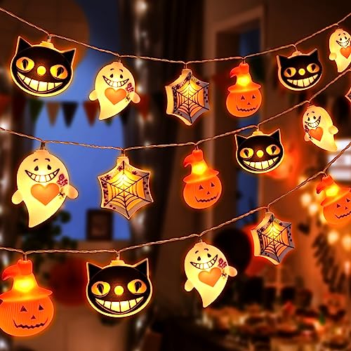 FORMIZON Halloween Lichterkette, 3M Halloween LED Lichterkette Dekoration, 20 LED Lichterkette Geister für Hängend, LED Halloween Laterne für Party, Halloween Deko Lichter für Gärten von FORMIZON