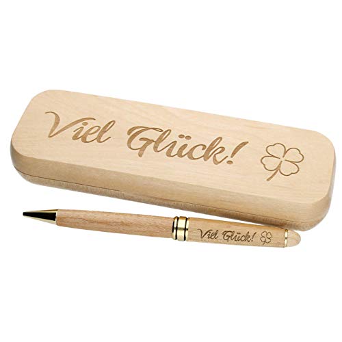 FORYOU24 Hochwertiger Kugelschreiber mit Gravur Viel Erfolg in Geschenk-Schachtel aus Holz die Geschenkidee Stift graviert von FORYOU24