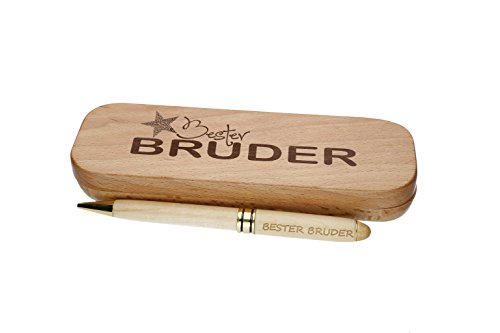 FORYOU24 Kugelschreiber mit Gravur Bester Bruder in Geschenk-Schachtel aus Holz die Geschenkidee Stift graviert von FORYOU24