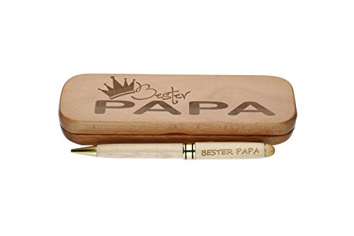 FORYOU24 Kugelschreiber mit Gravur Bester Papa in Geschenk-Schachtel aus Holz die Geschenkidee Stift graviert von FORYOU24