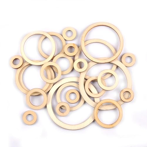 Holzscheiben, Ornamente, Kreisringe, Holzscheiben, Dekoration für Scrapbooking, Basteln, natürliche, unlackierte runde Holzornamente, 20 mm, 50 Stück Holzscheiben, Ornamente, Kreisringe, Holzscheiben, Dekoration für Scrapbooking, Basteln, natürliche, unlackierte runde Holzornamente, 20 mm, 50 Stück von FOSANGNANTU