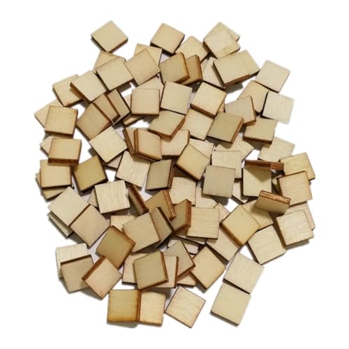 Naturholzscheiben, 1 x 1 cm, unlackierte Holzstücke, blanko, runde Ecken, Holzausschnitte für Zubehör, Handwerk, Dekoration, 100 Stück von FOSANGNANTU