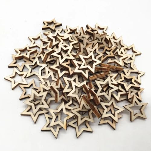 Naturholzscheiben, unlackiert, sternförmige Holzstücke für Holzhandwerksprojekte, Geschenkanhänger, Heimdekoration, 3 x 3 cm, 50 Stück von FOSANGNANTU