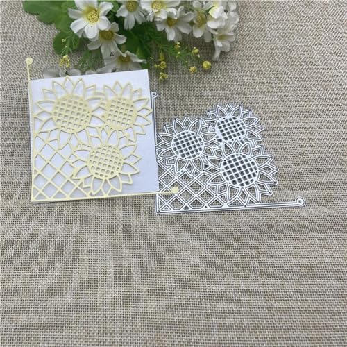 Stanzformen, Kartenherstellung, 10 x 10 cm, Sonnenblumenrahmen, Hintergrund, Metall-Stanzformen für Scrapbooking, dekorative Prägung, Handarbeitsvorlage von FOSANGNANTU