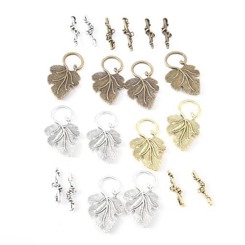 Knebelverschlüsse zur Schmuckherstellung, 3,7 x 2 cm, Antik-Silber, Gold, Weinblatt-Blume, Knebelverschlüsse für Schmuckherstellung, Armband, Knebelverschluss, handgefertigtes Zubehör, gemischt, 10 von FOSANGPUSHI