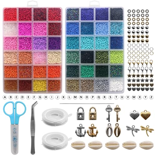 Perlen Für Armbänder 16450 Stück 48 Farben 3mm bracelet making kit Perlen Set Armbänder Perlenset Für Armbänder Selber Machen Geschenkidee Perlen zum Auffädeln Set für Kinder Weihnachten von FOTILER