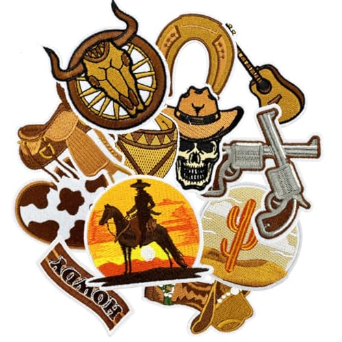 Western-Cowboy-Aufnäher zum Aufbügeln, personalisierbar, zum Dekorieren von Kleidung, Rucksäcken, Hüten, Jacken und anderen Verkleidungen, 12 Stück von FOTN