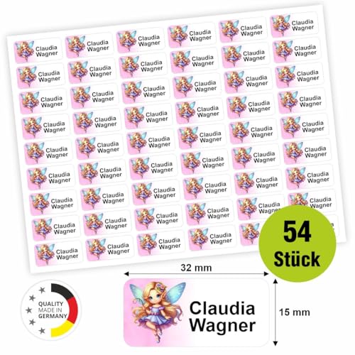 Namensaufkleber - personalisierte Aufkleber mit Wunschname für Stifte und alle Schulsachen (Farbverlauf Rosa, 54 Stück) von FOTOFOL