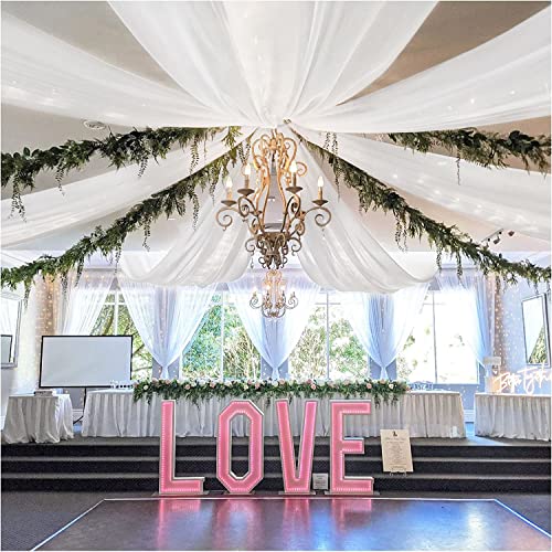 FOTSHARER 6 Paneele, weiße Deckenvorhänge für Hochzeiten, 1.5x3.4 m, Chiffon, Hochzeitsbogen, Drapierstoff, für Partys, transparenter Hintergrund, Vorhang für Hochzeit, Vorhang für Zeremonien, Bühne von FOTSHARER