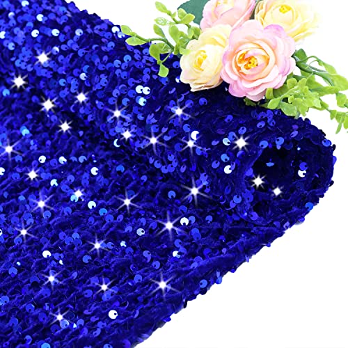 FOTSHARER glitter sequin fabric schimmernder Hof Stoff, blauer Pailletten-Samtstoff, 1 Yard von FOTSHARER